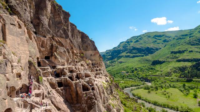 Find ancient frescos in a cave town