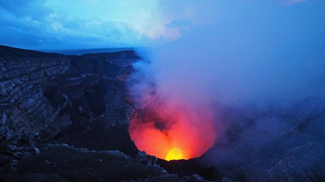 Gaze down into an active volcano