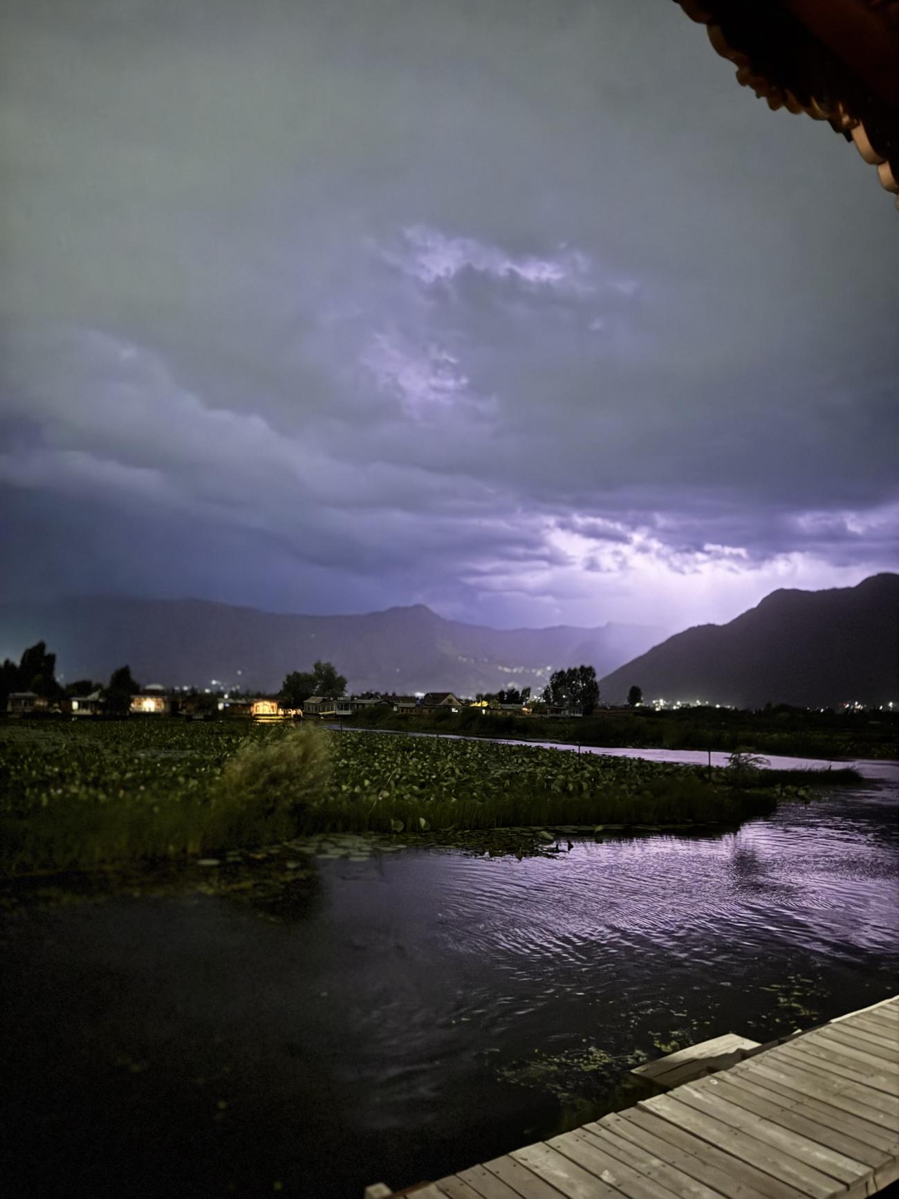Lightening on Dal Lake
