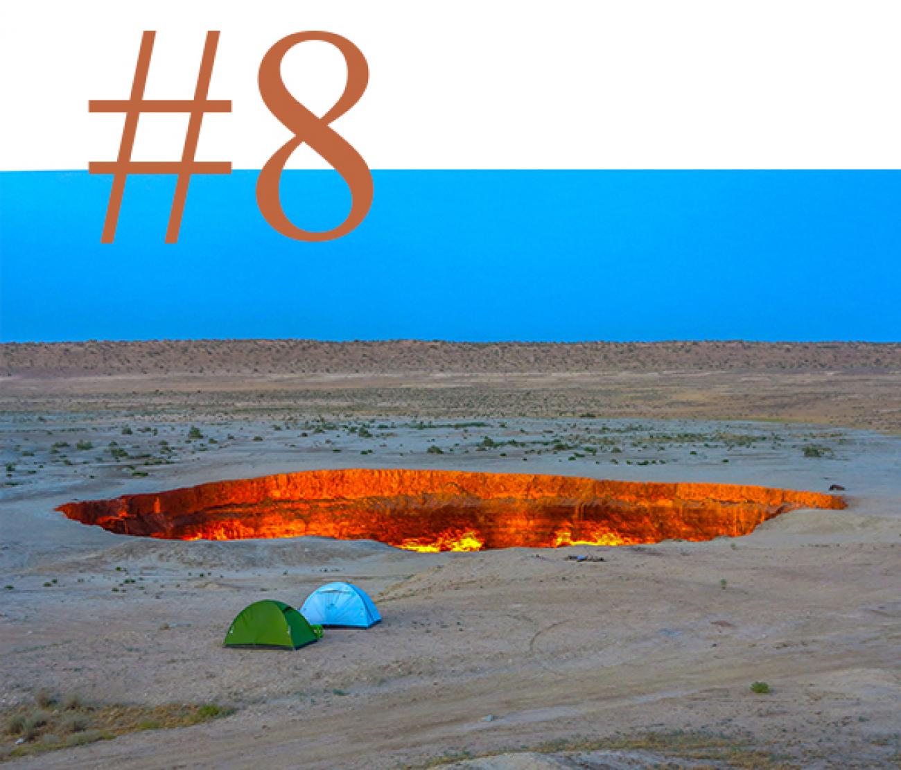 Camping near the Darvaza gas crater in May