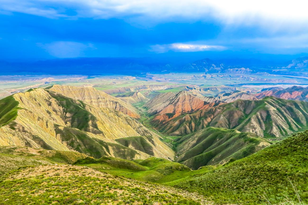 Mountains and green hills of Uzbekistan's Fergana Valley